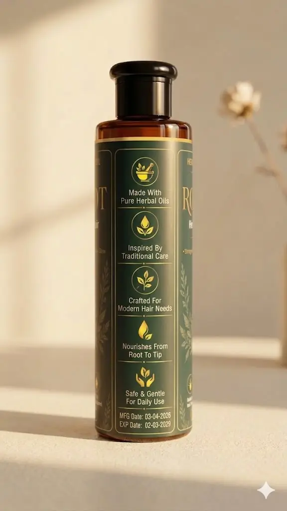 Rootiva side label with herbal care features